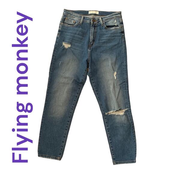 Flying monkey mom fit ankle jeans size 27 distressed regular wash - Picture 1 of 9